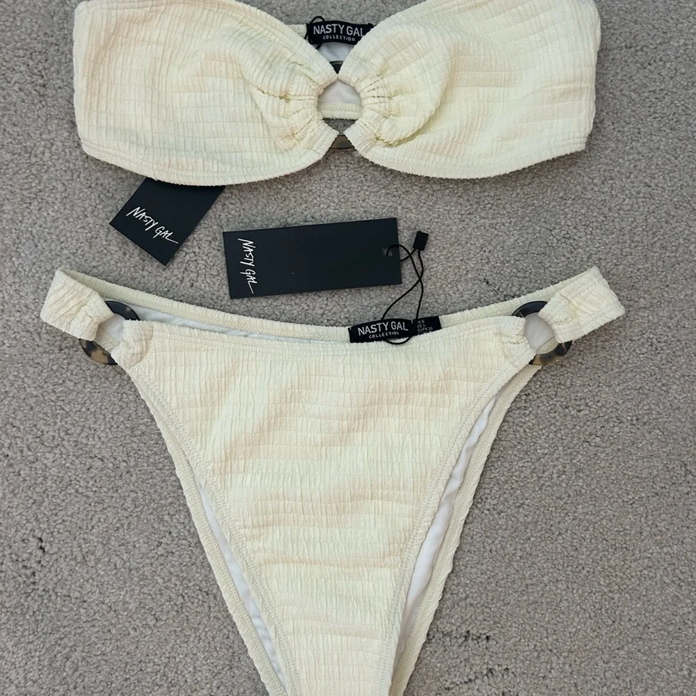 Nasty Gal Textured Cream Bikini - Picture 1 of 3